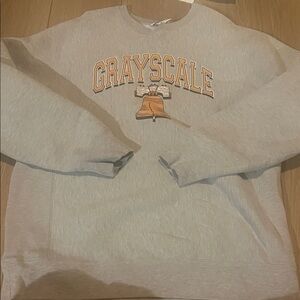 Russell Athletic Light Gray Crewneck with Gold Bell Graphic